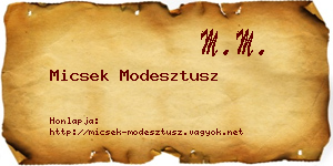 Micsek Modesztusz névjegykártya
